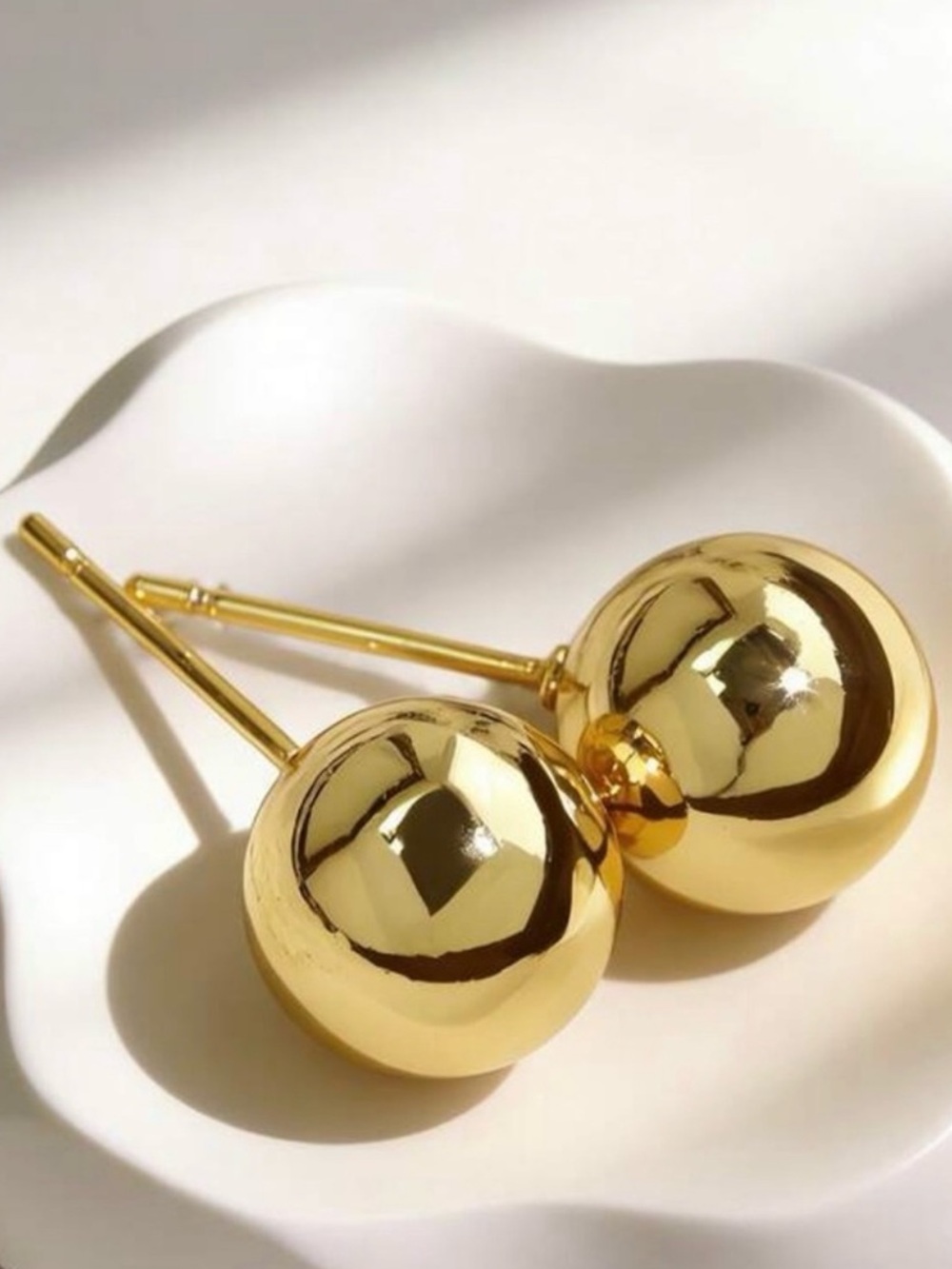 Polished Gold Ball Drop Earrings - Luxe Shine